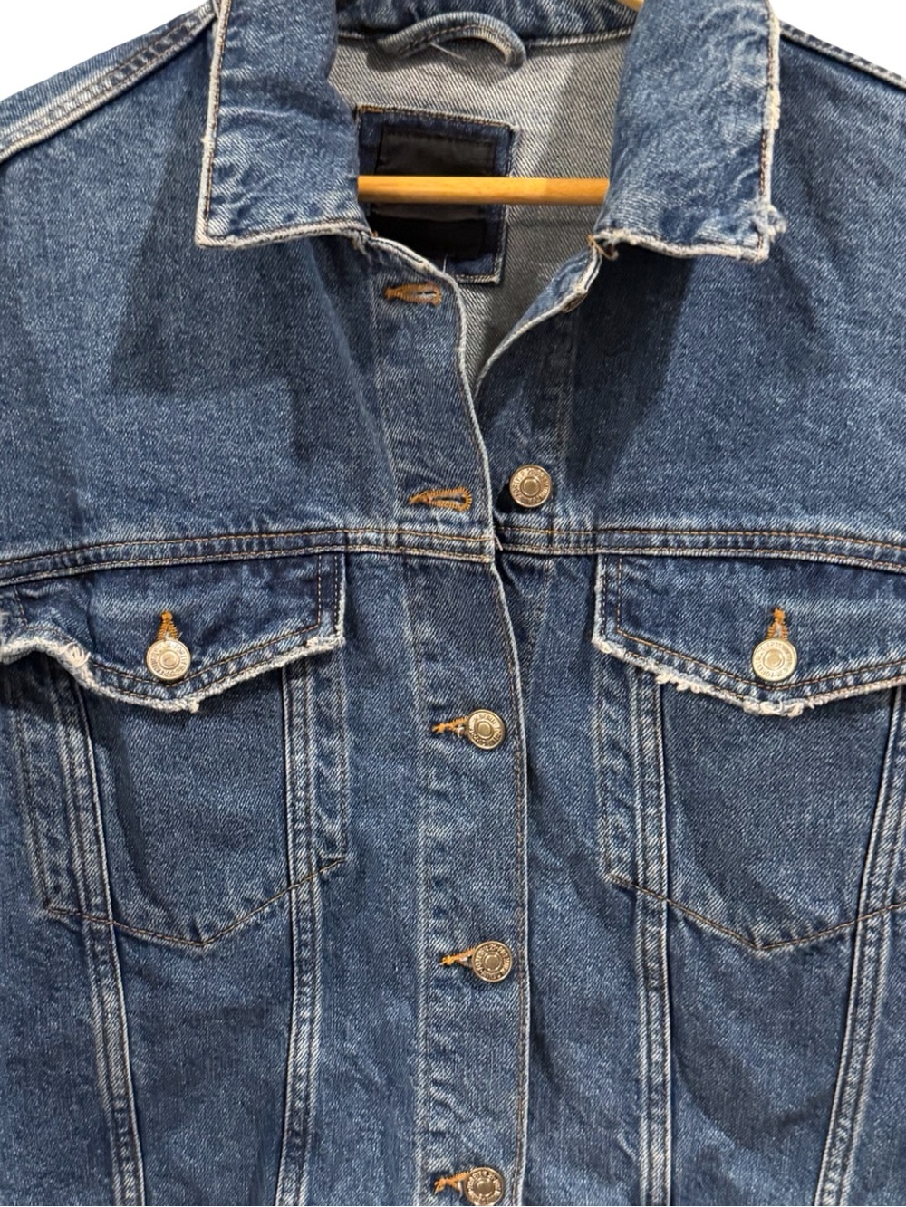 Womens Forever21 Denim Cropped plaid cuffee Jacket Size L
